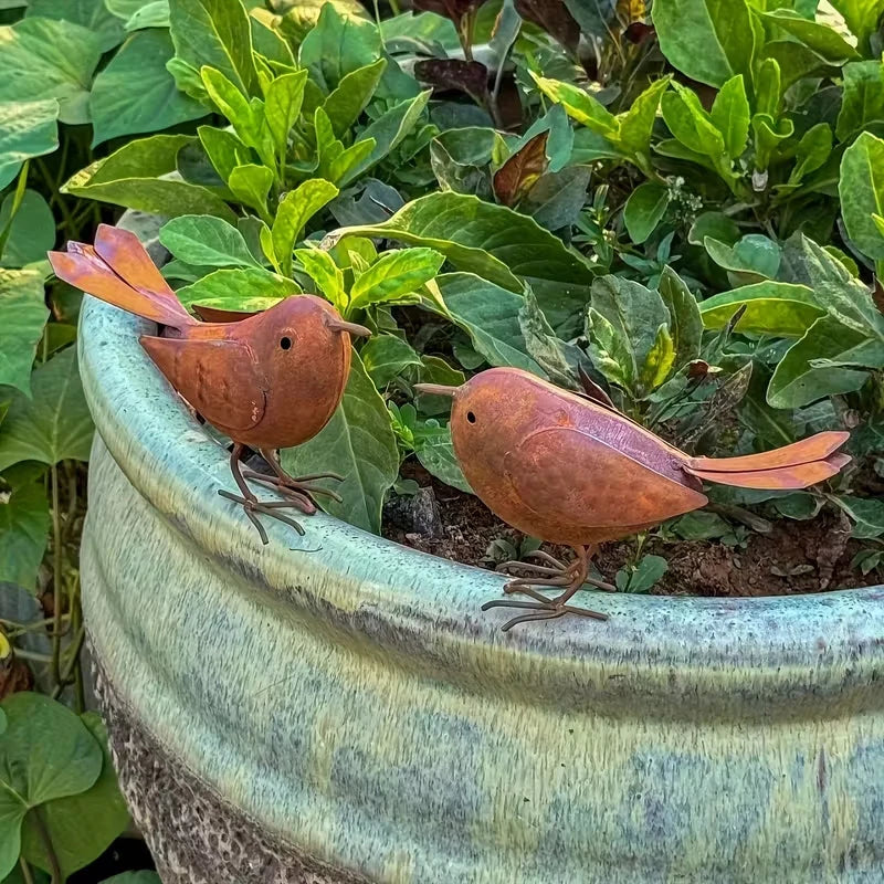 1/2Pcs Rustic Metal Birds Outdoor Garden Decor, Iron Art Bird Statue Sculpture Ornament for Yard, Patio and Lawn Decoration