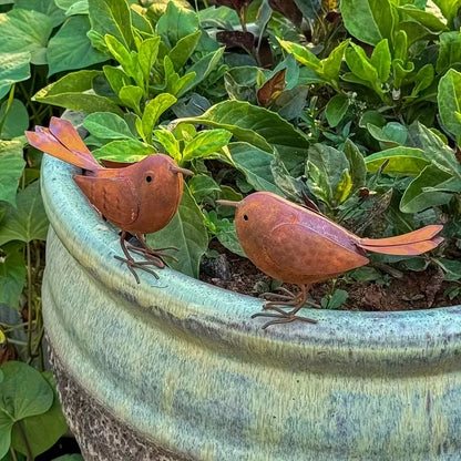 1/2Pcs Rustic Metal Birds Outdoor Garden Decor, Iron Art Bird Statue Sculpture Ornament for Yard, Patio and Lawn Decoration