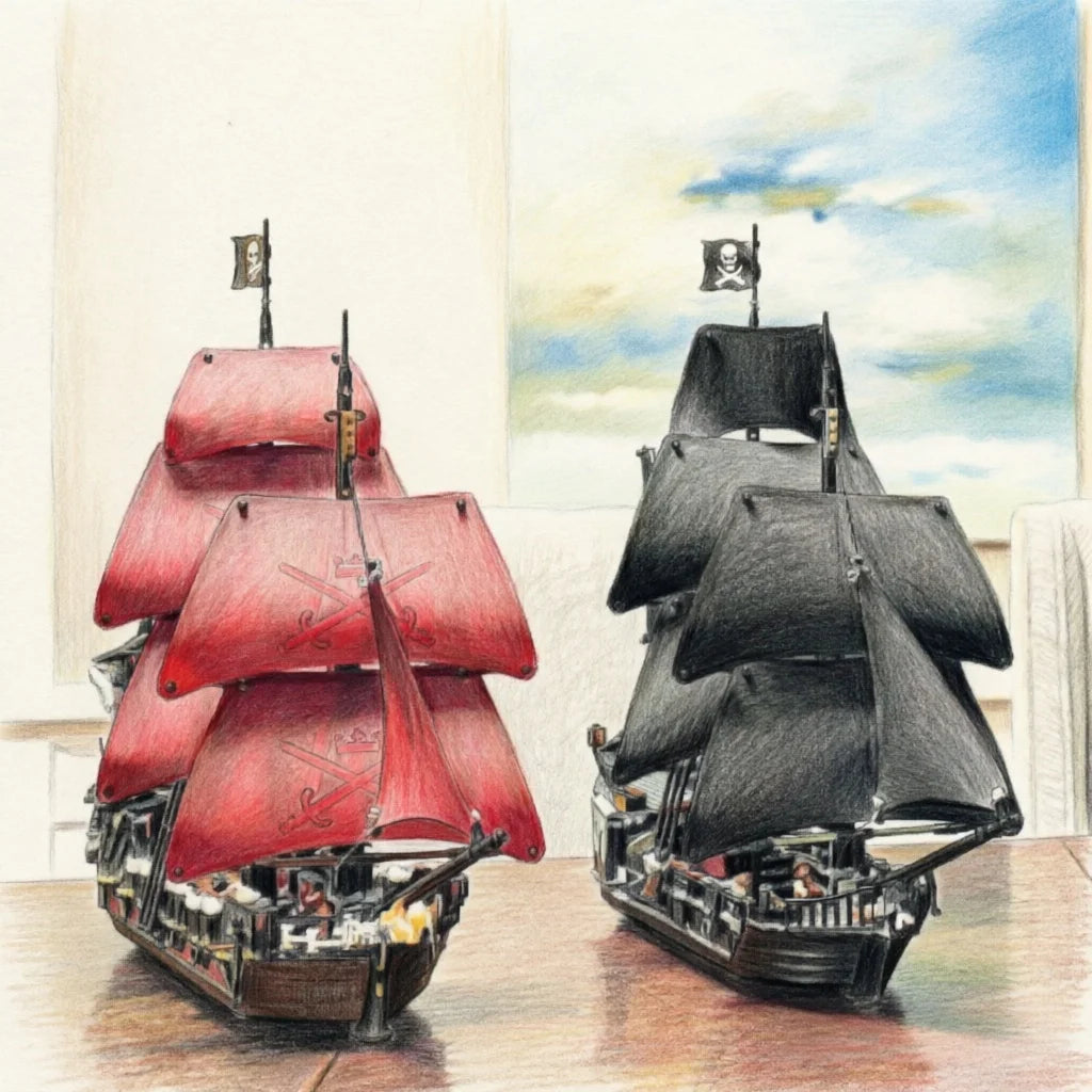 Pirates of the Caribbean Black Pearl Queen Anne's Revenge Ghost Ship Building Block Model 4184 4195 Set
