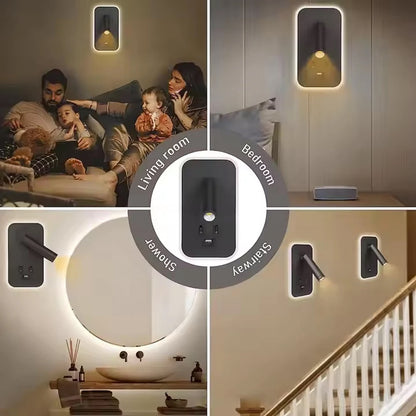 Modern Rotating Wall Lamp With Usb Bedroom Study Living Room Hotel Bedside Reading Rotation LED Wall Light With Switch Control