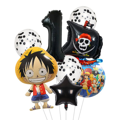 Anime One Piece Aluminum Film Balloons Luffy Shape Foil Balloon Boys Birthday Party Decoration Items