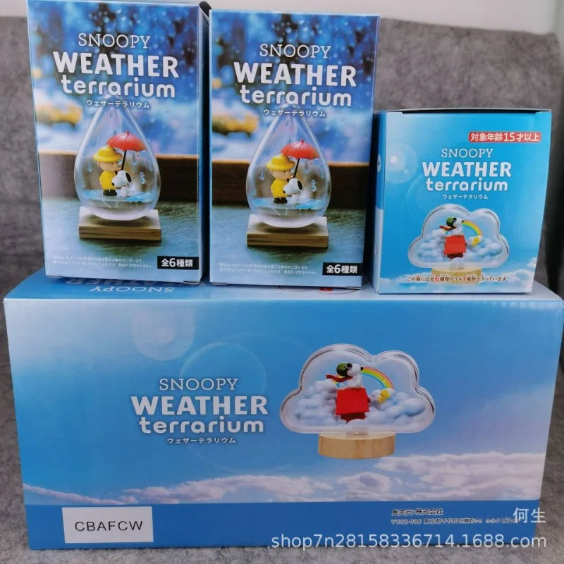 RE-MENT Snoopy Scene Blind Box Toys Bottle Weather Bottle Miniature Spike Andy Anime Figures Doll Model Toys Collect Ornaments