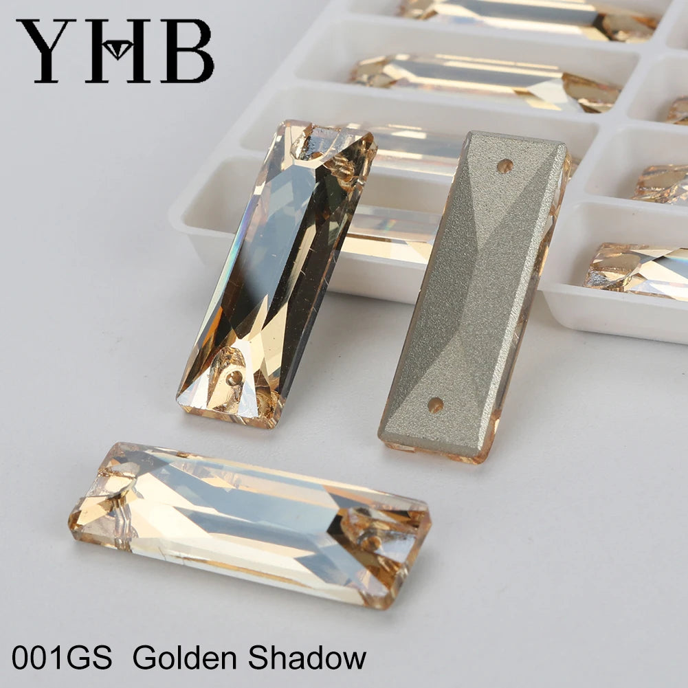 YHB Top Quality Cosmic Baguetee Glass Crystal AB Moonlight Sewing Stones Flatback Sew on Rhinestones For Garment Clothes Bags