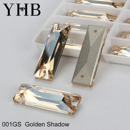 YHB Top Quality Cosmic Baguetee Glass Crystal AB Moonlight Sewing Stones Flatback Sew on Rhinestones For Garment Clothes Bags