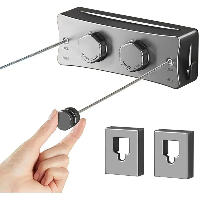 1pcs Retractable Clothesline Double Line Retractable Wall Mounted Washing Clothes Hanger Laundry Balcony Invisible Drying Lines