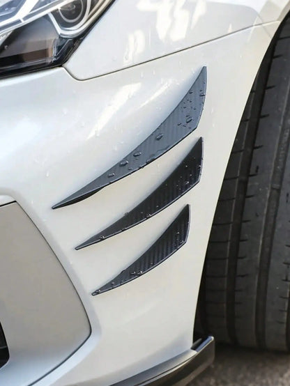 6Pcs Universal Carbon Fiber Car Fan-Style Trim Strips – Scratch-Resistant Rubber Bumper Decoration, Auto Tuning Accessories