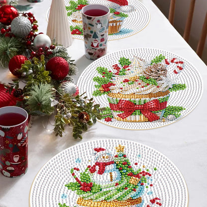 3Pcs Diamond Art Painting Placemat kits,DIY Cupcake Diamond Round Place mats Craft Table mats Table Kitchen for Home Decor Gift