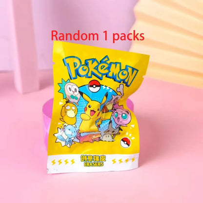 32Pcs Licensed Pokemon Pikachu Mystery Eraser Blind Bags Kawaii Collectible Erasers Student Stationery Kids Birthday Gift