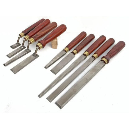 White Steel Flat Bottomed File Wooden Groove Polishing Special High Foot File Knife Set Woodworking Handmade Fine Polishing File