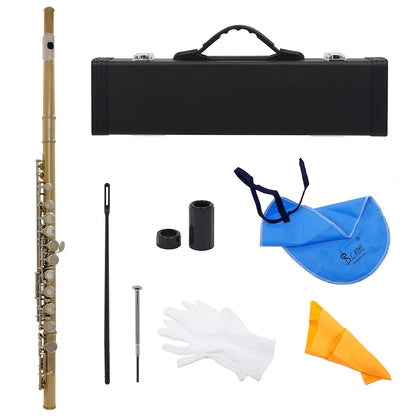 SLADE 16 Closed Open Holes C Key Flute Musical Instrument Concert Flute Silver Plated Professional Transverse Flute With E Key