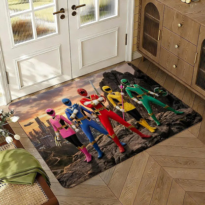 TV M-Mighty M-MorphinS Power Rangers Thickened Absorbent Non-Slip Floor Mat Bedroom Living Room Door Mat Flannel Rug