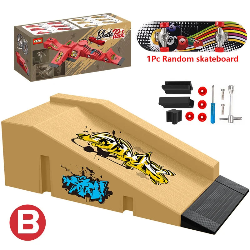 Finger Skateboard Children Toys Finger Sports Field Training Props Park Ramp Railings Slope Model Finger Skateboard Games