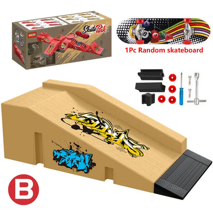 Finger Skateboard Children Toys Finger Sports Field Training Props Park Ramp Railings Slope Model Finger Skateboard Games
