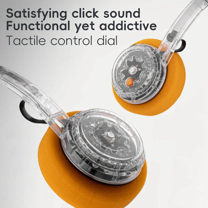 Transparent Wireless Headphones Bluetooth Headset with Fidget Button, Translucent Stereo with Build-in MIC for Android and iOS
