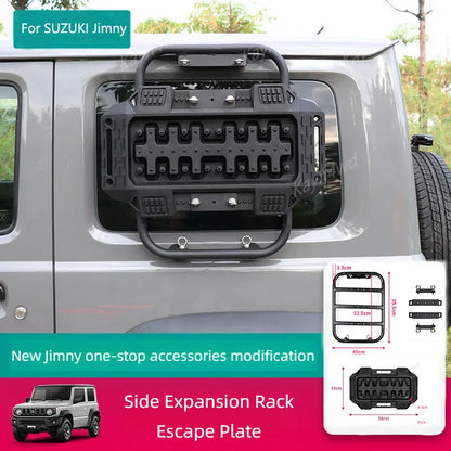 Off Road 4x4 Accessories Side Window Expansion Rack Frame + Escape Board Plate For SUZUKI 3 Door Jimny 2019-2026 JB64 JB74
