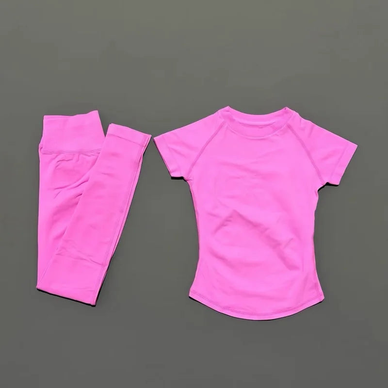 2 Pieces Sports Set Women Yoga Slim Fitness Active Top Suits Low Ribbed Band Gym Seamless Short Set Workout Leggings Sets