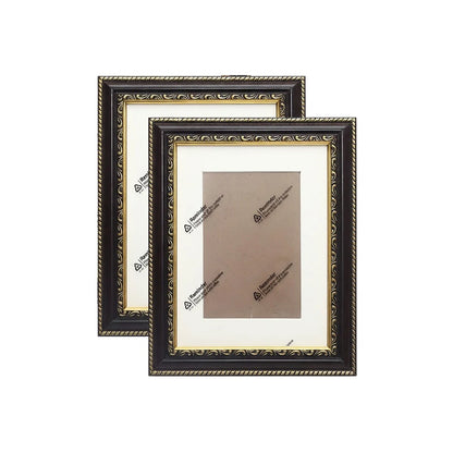 2 Pack Vintage Dark Brown & Gold Ornate Picture Frames With Mat Baroque Antique Photo Frame For Wall Gallery Tabletop Display