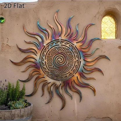 CIFBUY Iron Wall Art Rustic Boho Sunburst Waterproof Metal Sculpture For Home Garden Patio Outdoor Hanging Decor Ornament Gift