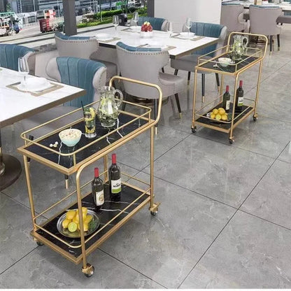 3-Tier European Style Rolling Serving Cart Versatile Beverage Dessert Trolley for Hotel Restaurant Cafe Wedding Party Home Use