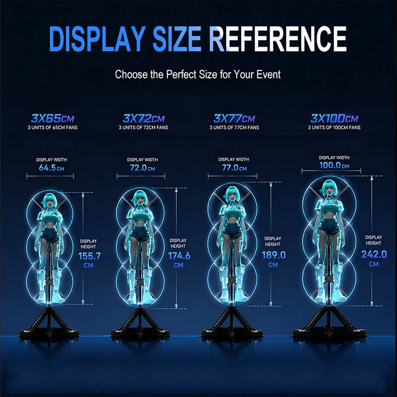 3pcs Hologram Projector Video Wall Synchronization Advertising Hologram Projector 3D LED Fan Display for Event New Year