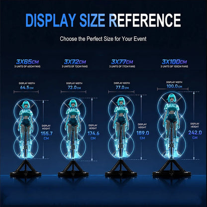 3pcs Hologram Projector Video Wall Synchronization Advertising Hologram Projector 3D LED Fan Display for Event New Year