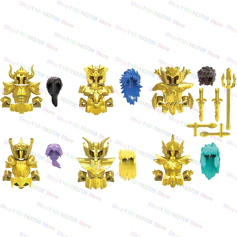 Saint Seiya Japanese Anime Cartoon Bricks Dolls Aiolia Aiolos Model Toys Building Blocks Figures Assembly Toys Gifts CQ11-22