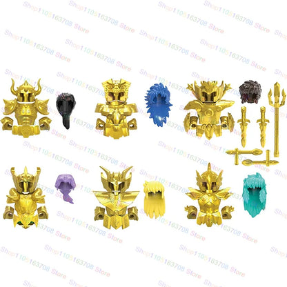 Saint Seiya Japanese Anime Cartoon Bricks Dolls Aiolia Aiolos Model Toys Building Blocks Figures Assembly Toys Gifts CQ11-22