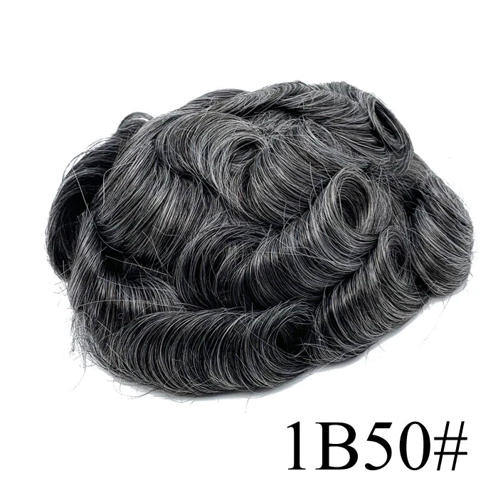 0.08mm Thickness PU Poly Base Double Knotted Toupee Human Hair Durable Time Long Lifespan Men's Capillary Prothesis