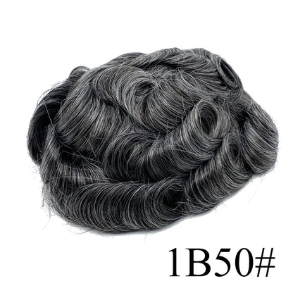 0.08mm Thickness PU Poly Base Double Knotted Toupee Human Hair Durable Time Long Lifespan Men's Capillary Prothesis