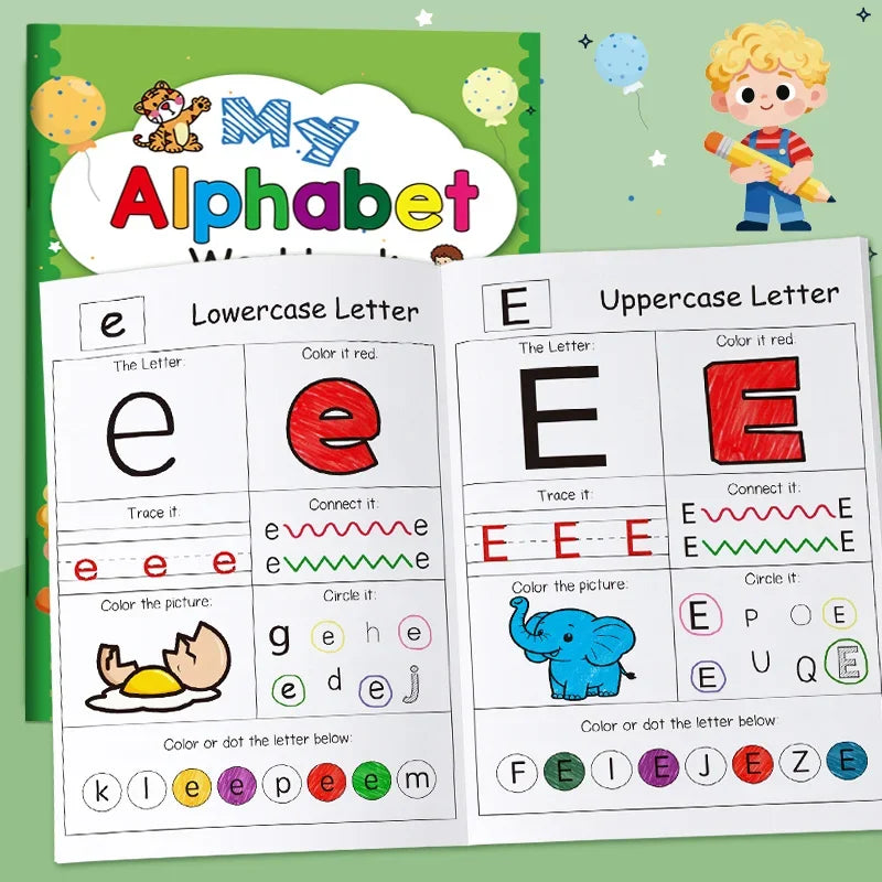 Activity Portable and Durable English 48 Pages Alphabet Connection Creative Drawing Preschool ABC Coloring Workbook Writing Book