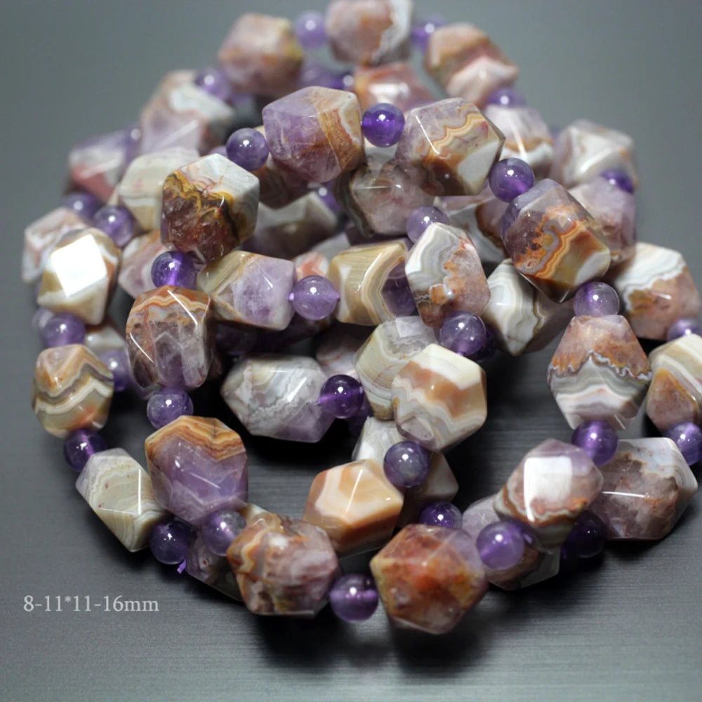 Meihan Top Natural Dunhuang Auralite Amethyst Quartz Bracelet Faceted Irregular  Beads Jewelry Gift Fortune Stone