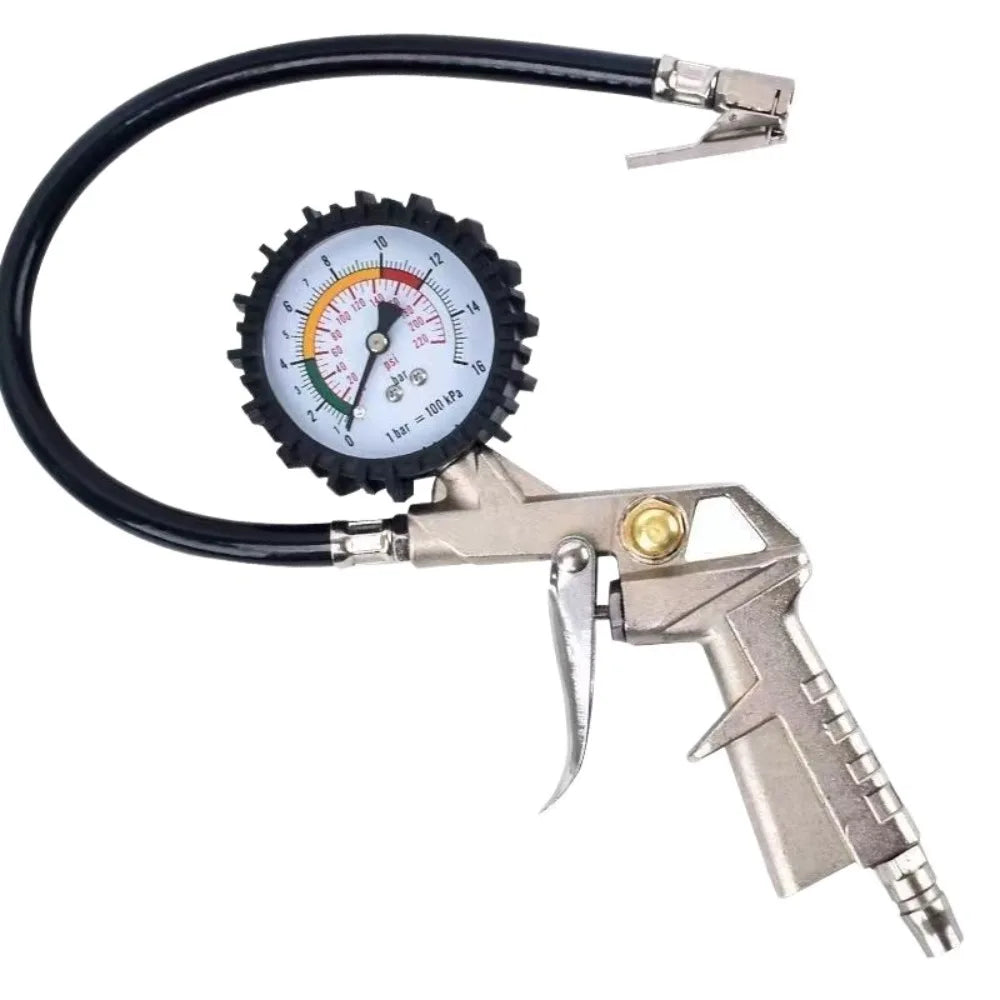220PSI Tire Air Pressure Inflator Meter Display 0-16Bar Digital Tire Inflation Adapter LCD Digital Display Non-slip Handle