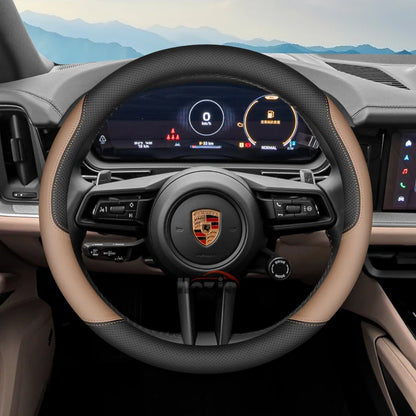 Leather Car Steering Wheel Cover for Porsche Cayenne Macan Panamera 718 2024 2025 Accessories