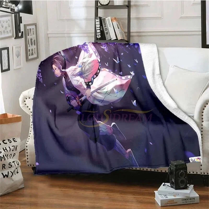Demon Slayer Anime Flannel Blanket 2026 All Season Double-sided Printed Throw, Soft Warm Fashion Nap Blanket for Home