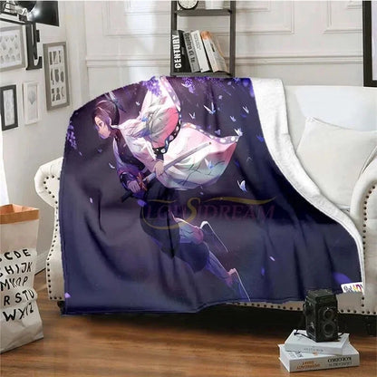 Demon Slayer Anime Flannel Blanket 2026 All Season Double-sided Printed Throw, Soft Warm Fashion Nap Blanket for Home