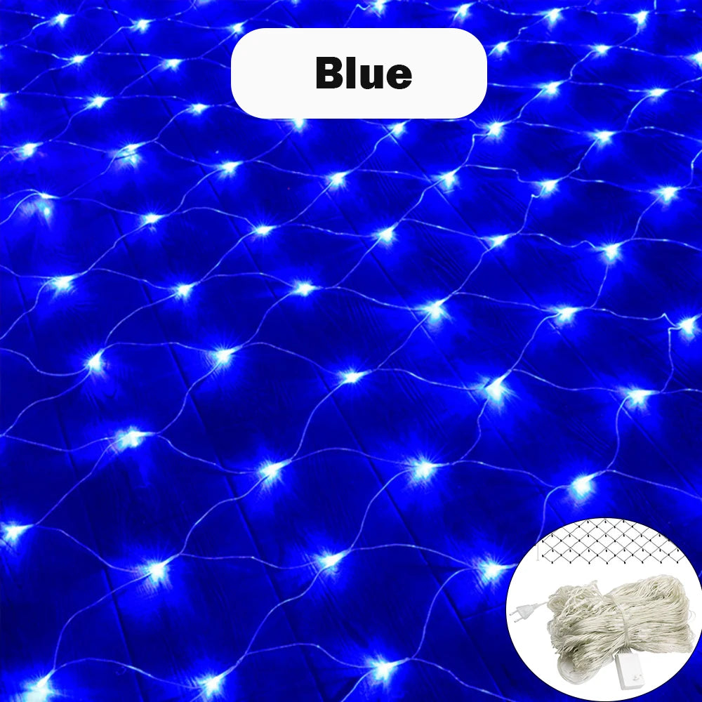 1.5x1.5M 3x2M 6x4M 8x10M LED Net Mesh Fairy String Light with Plug Outdoor Garden Wedding Decoration Home  LED Curtain Light