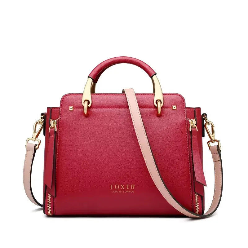 FOXER Split Leather Women's Shoulder Bag Elegant Handbag 2026 New Female Large Tote Bag Luxury Design Crossbody Purse