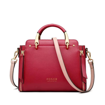 FOXER Split Leather Women's Shoulder Bag Elegant Handbag 2026 New Female Large Tote Bag Luxury Design Crossbody Purse