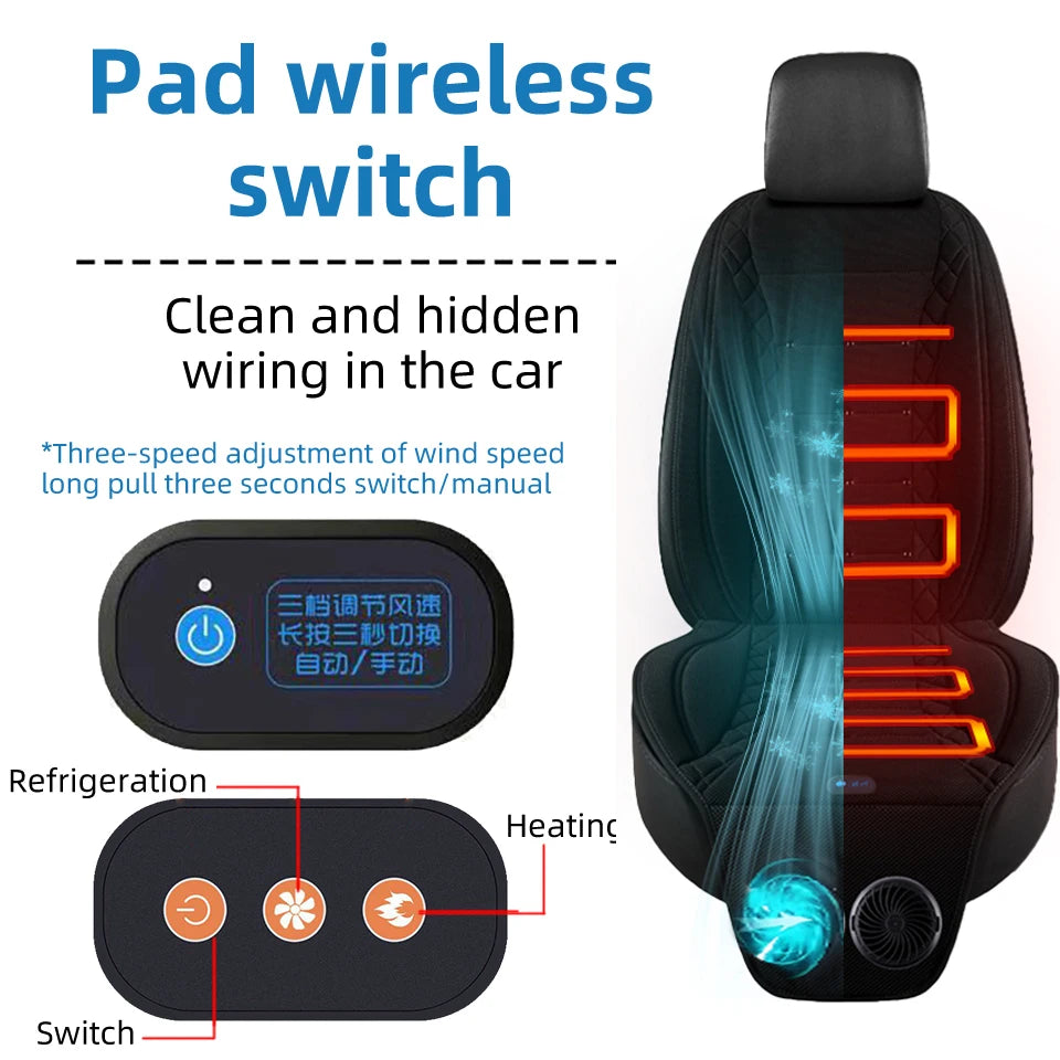 2-in-1 12V Car Cooling & Heating Seat Cushion for All Seasons or Universal USB Summer Ventilated Car Seat Cover Car Accessories