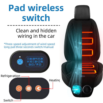 2-in-1 12V Car Cooling & Heating Seat Cushion for All Seasons or Universal USB Summer Ventilated Car Seat Cover Car Accessories