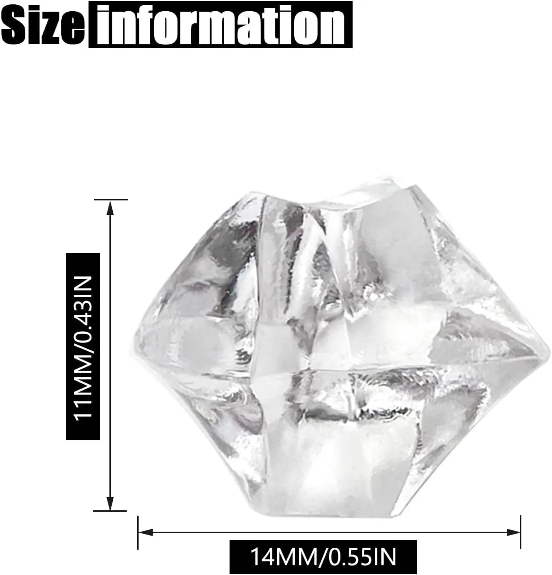 100Pcs 11*14mm Crushed Diamond Ice Crystal Clear Plastic Rocks Fake Diamonds Clear Acrylic Gems  for Decor Photography Prop