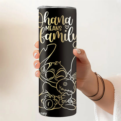 1pc 20oz Disney Black Gold Stitch Stainless Steel Tumbler Thermal Cup with Lid & Straw for Travel Office & Outdoor & Gift