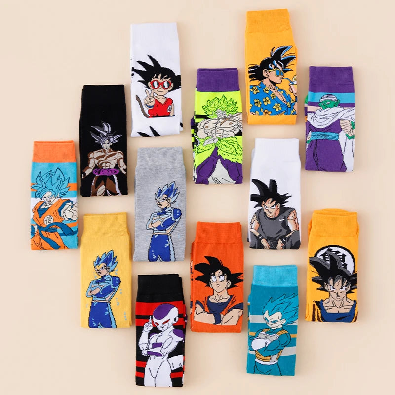 5/10 Double Dragon Ball Neutral Cartoon Anime Socks Hip Hop Street Style Novel and Fun Casual Men's and Women's Round Neck Socks