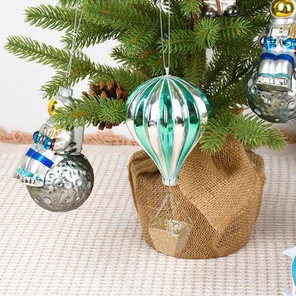 Christmas Decorations Creative Glass Painted Ornaments Astronaut Hot Air Balloon Globe Small Pendants Christmas Tree Hanging Decorations