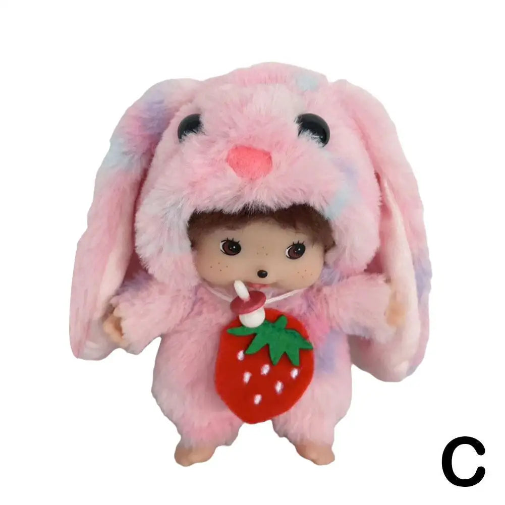 15/20cm Kawaii Mengqi Doll School Bag Pendant Decoration Girl Monkey Plush Doll Pp Cotton Birthday Toy Keychain DIY Gift Mochi