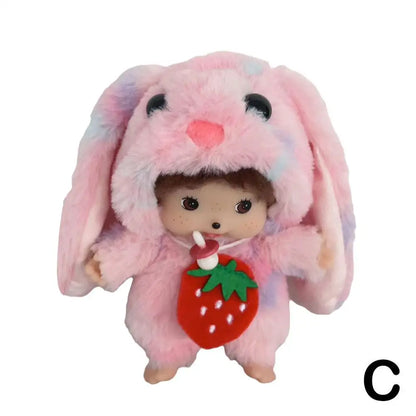 15/20cm Kawaii Mengqi Doll School Bag Pendant Decoration Girl Monkey Plush Doll Pp Cotton Birthday Toy Keychain DIY Gift Mochi