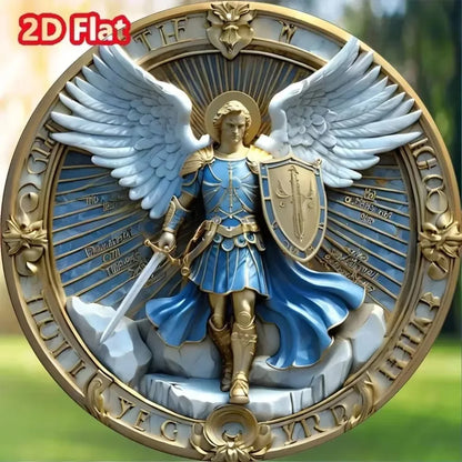 CIFBUY Retro Vintage Archangel Michael Aluminum Wall Art Weatherproof Durable Alloy Decor for Home Kitchen Cafe Prayer