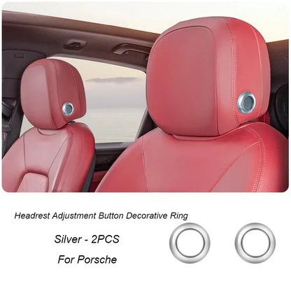 Car Seat Headrest Adjustment Button Loops Circles Frame Decoration Ring Cover Interior Modification For Porsche Macan Cayenne