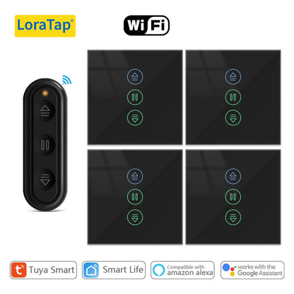 Tuya Black Curtain Roller Shutter Blinds Switch Smart Life App Percentage Progress Remote Control Google Assistant Alexa