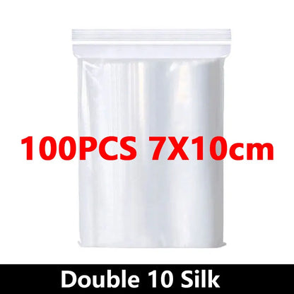 100Pcs Thicken Zipper Sealed Bags Clear Plastic Storage Bag for Small Jewelry Food Packing Reclosable Ziplock Sealing Bags